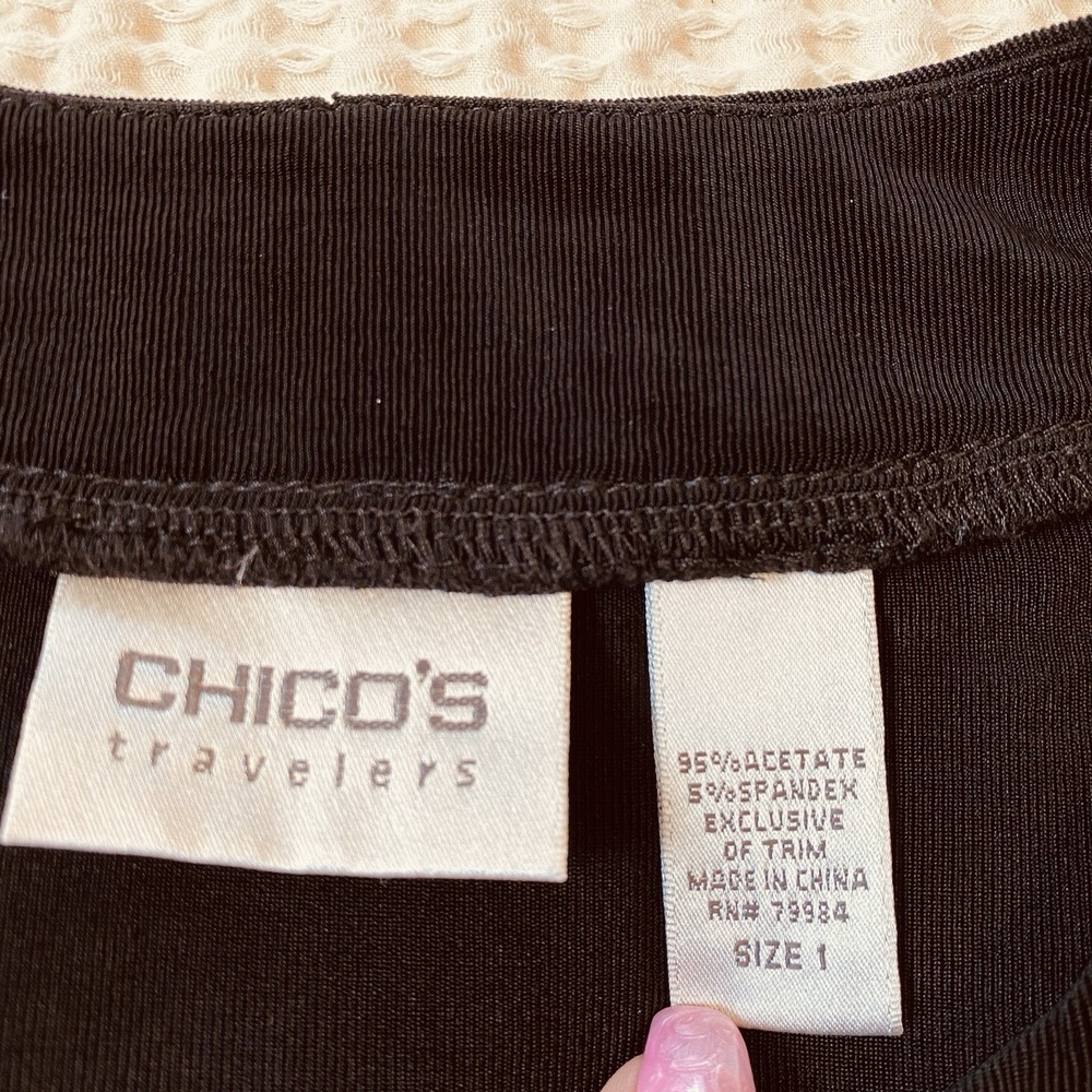 Chico's Tunic Top Blouse Women Tribal Embroidered Blue Black, Size‎ M (1) - Picture 3 of 6